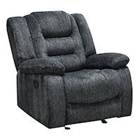 Casual Manual Glider Recliner with Pillow Arms