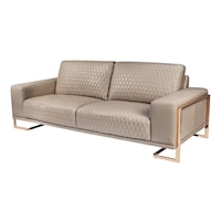 Contemporary Leather Sofa with Diamond Stitch Quilting Detail