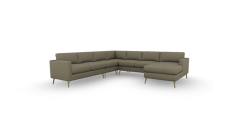 Mid-Century Modern Modular Sectional Chaise Sofa with USB Ports