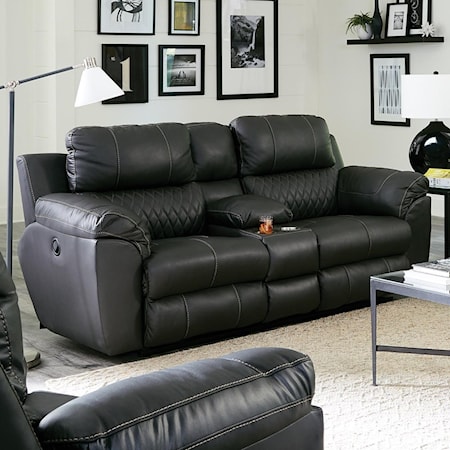 Power Lay Flat Reclining Console Loveseat