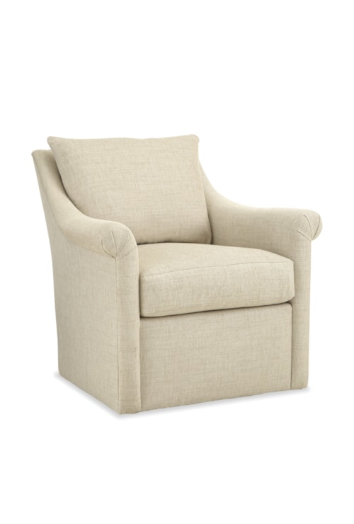Transitional Swivel Chair with Sloped Arms