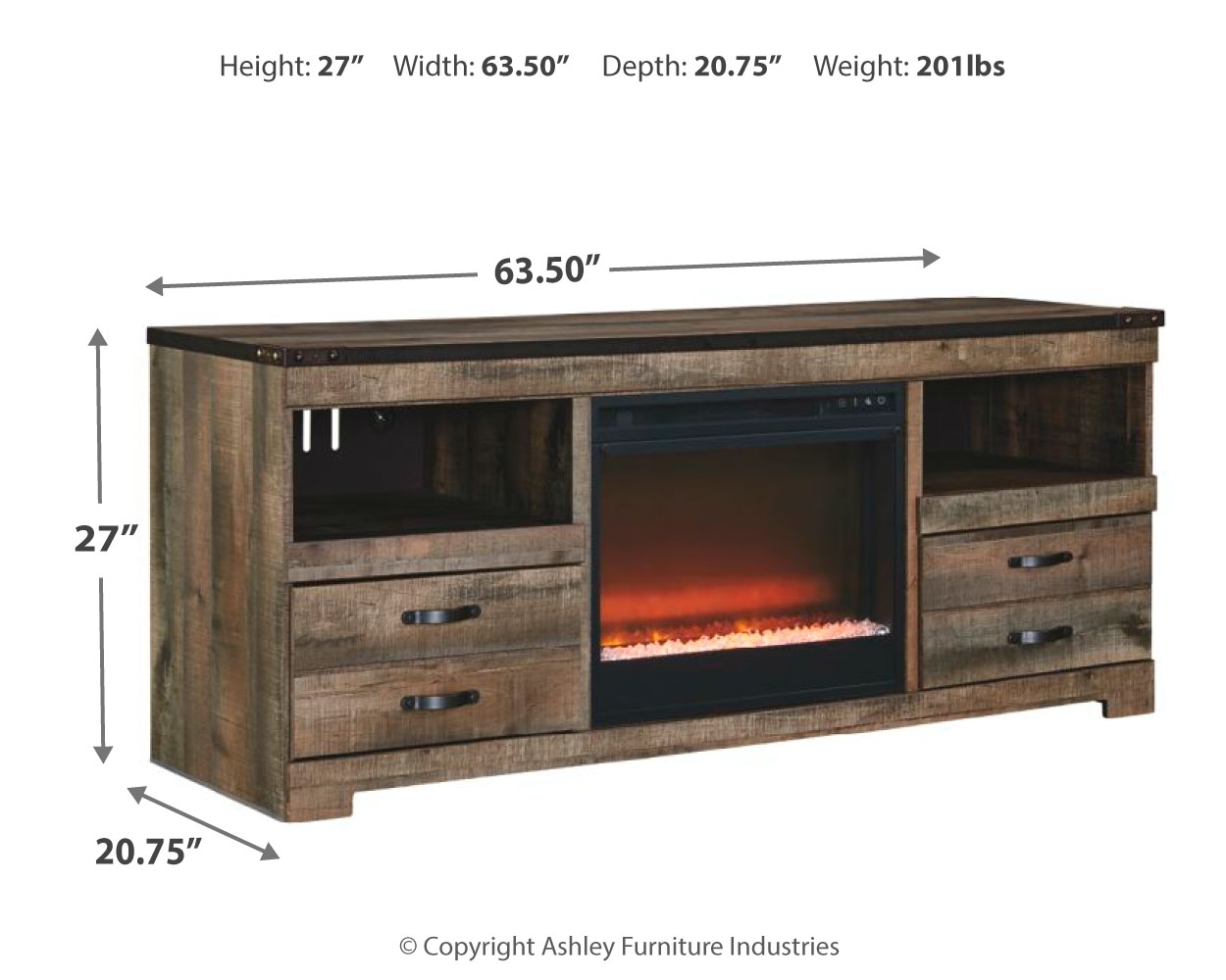 63&amp;quot; TV Stand With Electric Fireplace