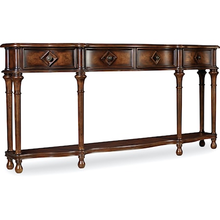 Transitional  4-Drawer 72" Hall Console with Lower Display Shelf