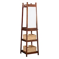 Farmhouse Rotating Dressing Mirror Coat Rack with Shelves