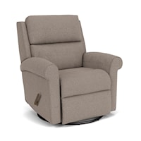 Casual Swivel Gliding Recliner with Rolled Arms