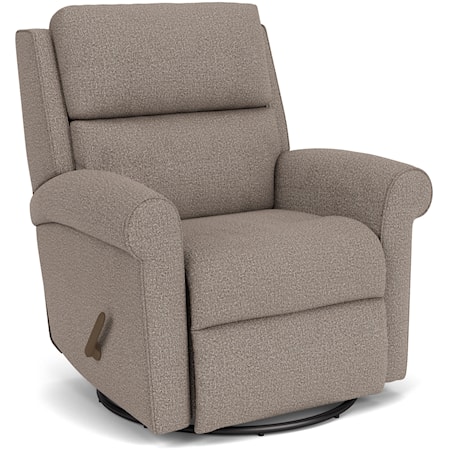 Casual Swivel Gliding Recliner with Rolled Arms