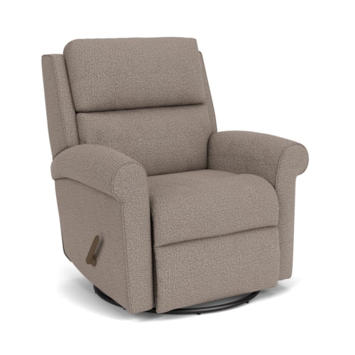 Casual Swivel Gliding Recliner with Rolled Arms
