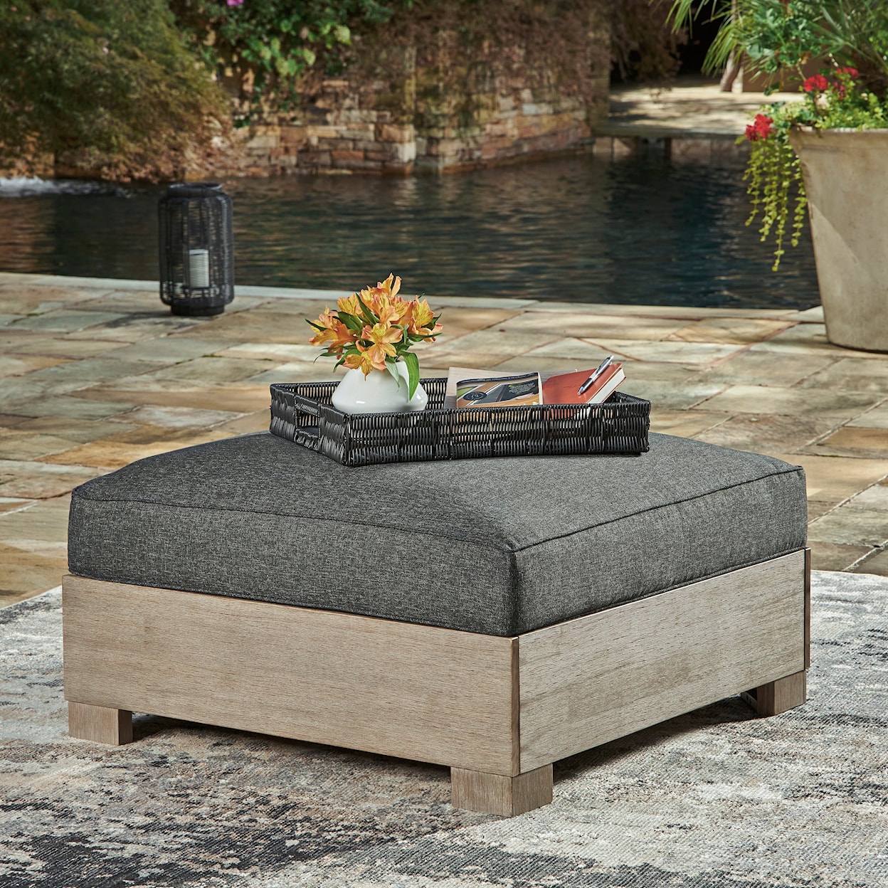 Signature Design by Ashley Citrine Park Outdoor Ottoman