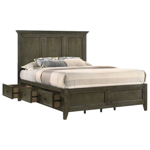 Transitional Queen 6-Drawer Storage Bed