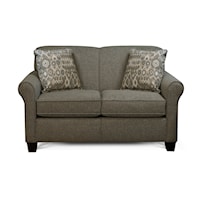 Casual Rolled Arm Loveseat With Accent Pillows