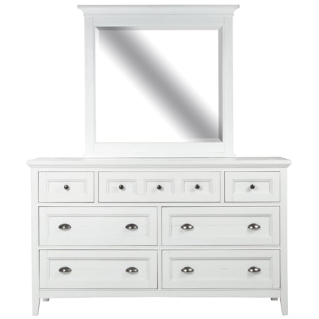 7-Drawer Two-Tone Dresser and Mirror