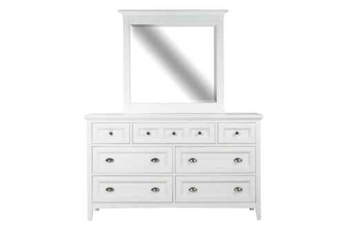 Coastal 7-Drawer Two-Tone Dresser with Landscape Mirror