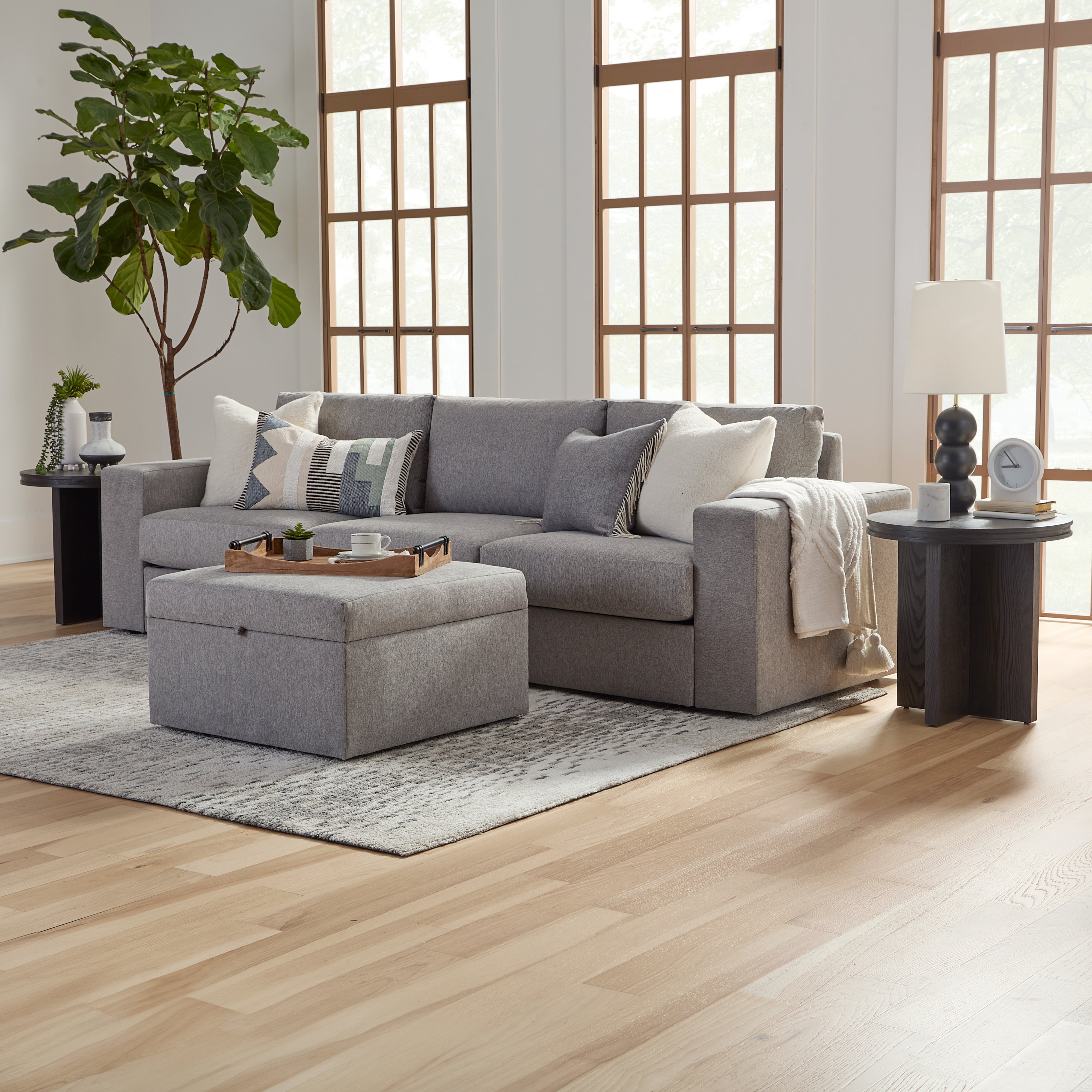 Flexsteel Flex Wide-Arm Sofa with Storage Ottoman