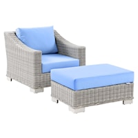 Outdoor 2-Piece Armchair and Ottoman Set