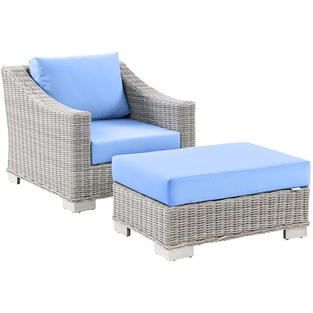 Outdoor 2-Piece Armchair and Ottoman Set