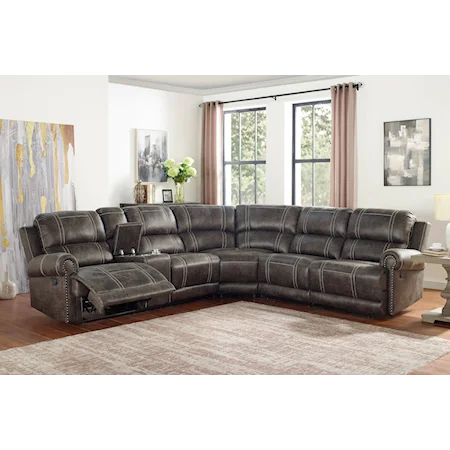 Casual Sectional Sofa with Nail-Head Trim