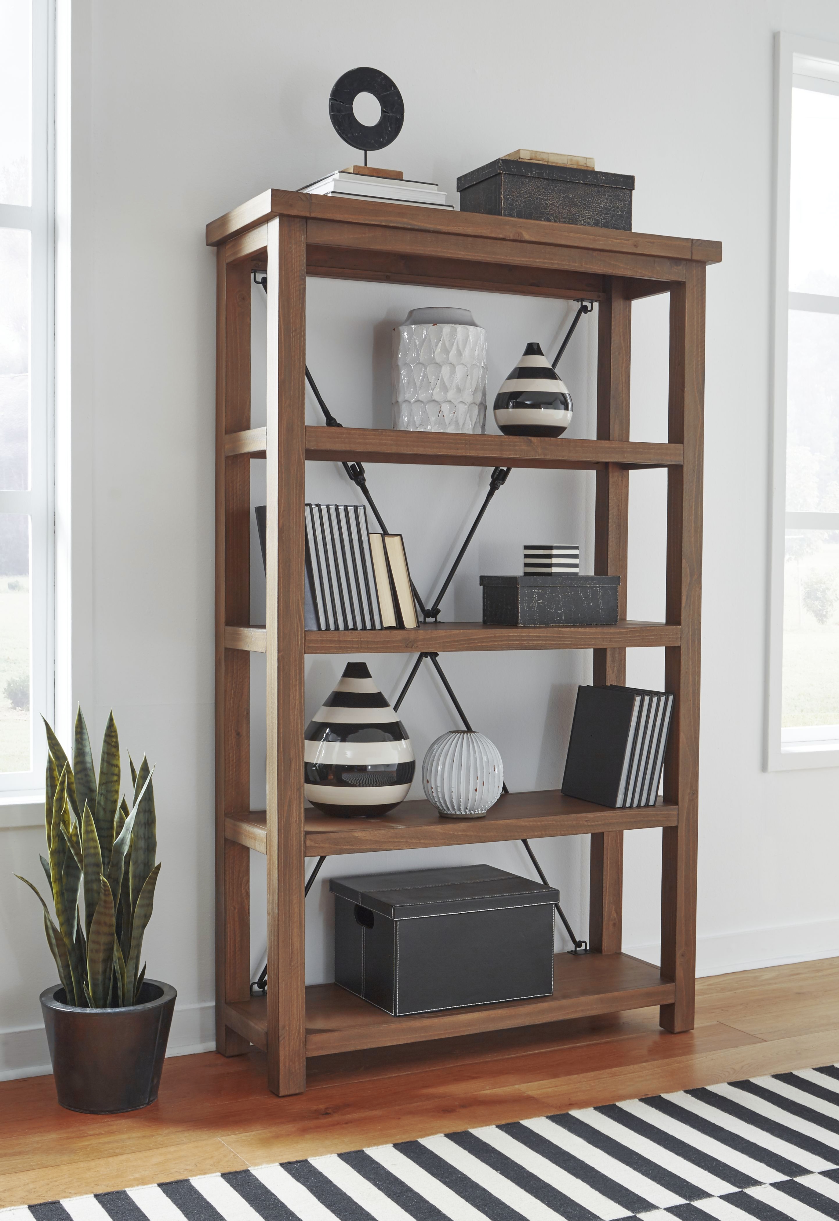 Modus International Autumn 8FJ819OS Open Shelving Unit Flint Oak Reeds Furniture Bookcase Open