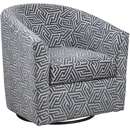 Ritzy Contemporary Barrel Chair with Swivel Base