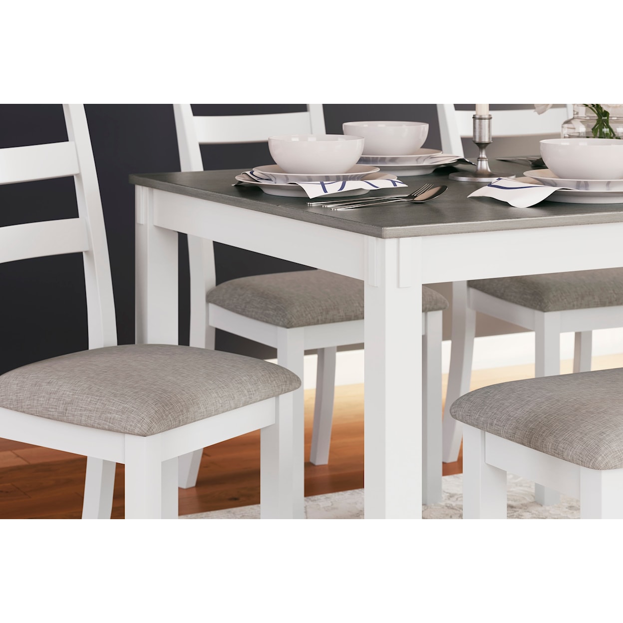 Signature Design Stonehollow Dining Table and Chairs with Bench Set