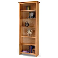 Customizable 24 X 84 Solid Wood Alder Bookcase with 5 Open Shelves