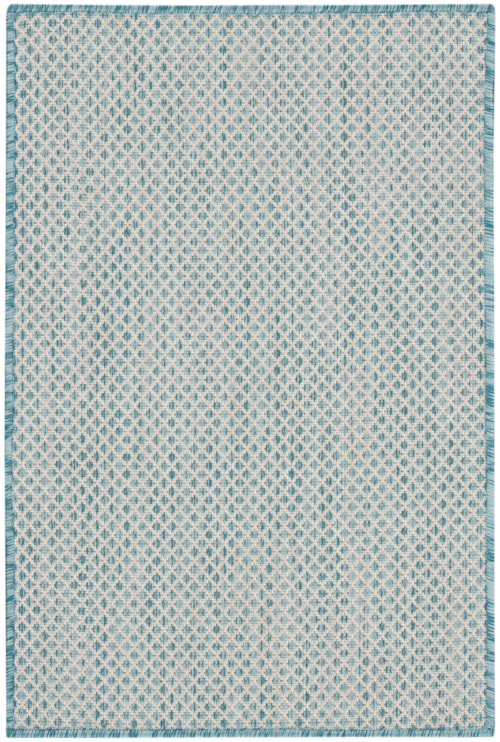 2' x 3' Ivory Aqua Rectangle Rug