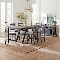 Transitional 7-Piece Gathering Table Set