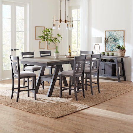 Transitional 7-Piece Gathering Table Set