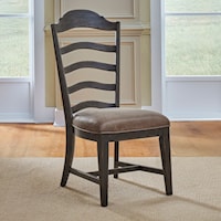 Traditional Ladder-Back Side Chair with Upholstered Seat