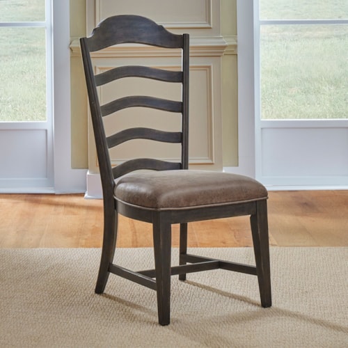 Traditional Ladder-Back Side Chair with Upholstered Seat