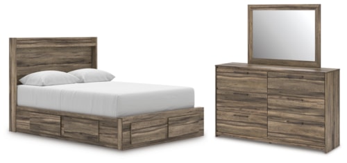 Queen Panel Storage Bed, Dresser And Mirror