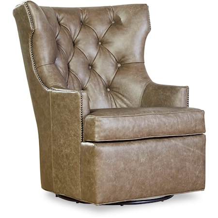 Transitional Swivel Chair with Wing Back