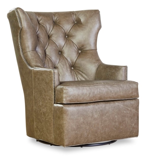 Transitional Swivel Chair with Wing Back