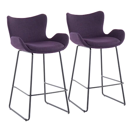 Contemporary Upholstered Counter Stool - Set of 2