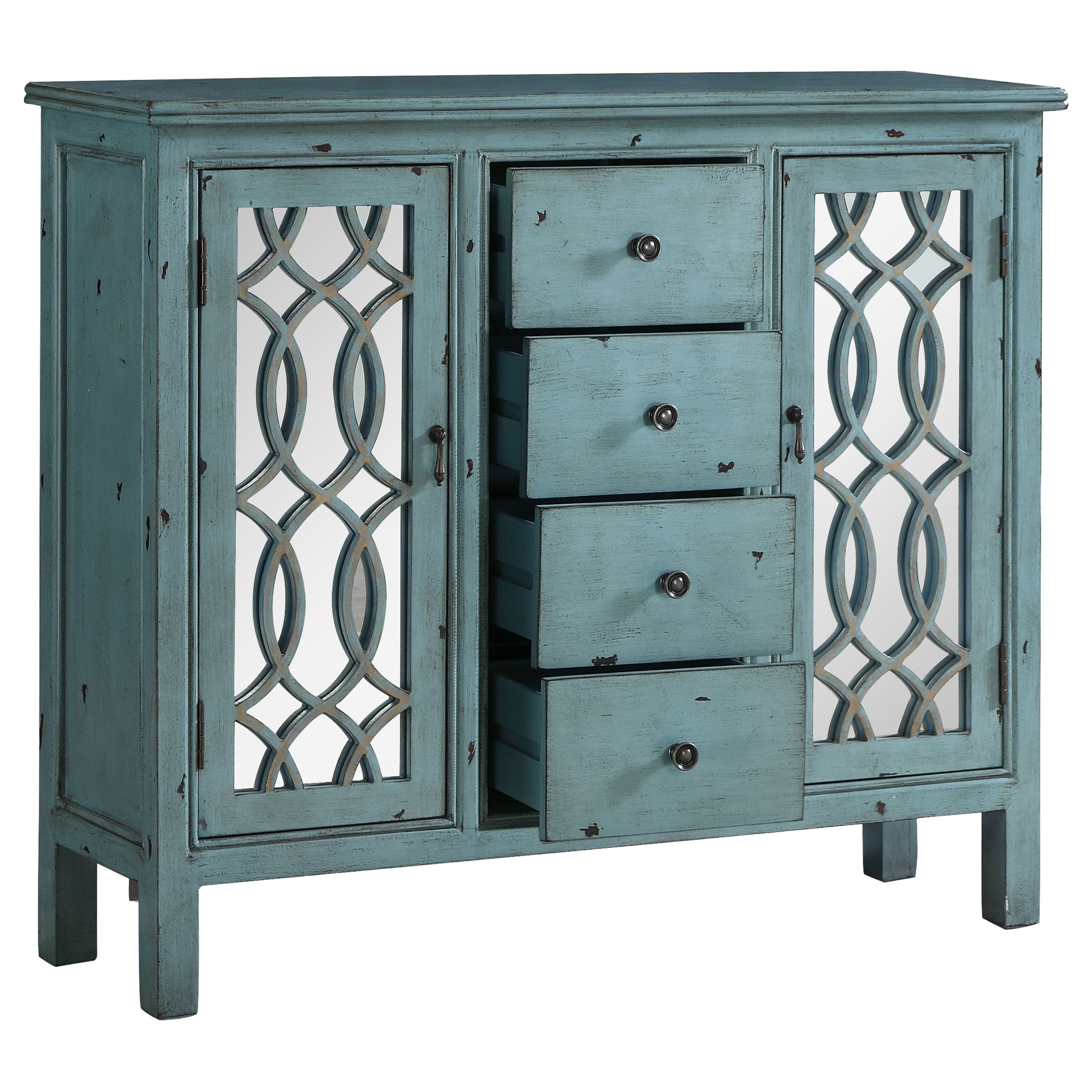 Coaster Rue 4-drawer Wood Trellis Accent Storage Cabinet