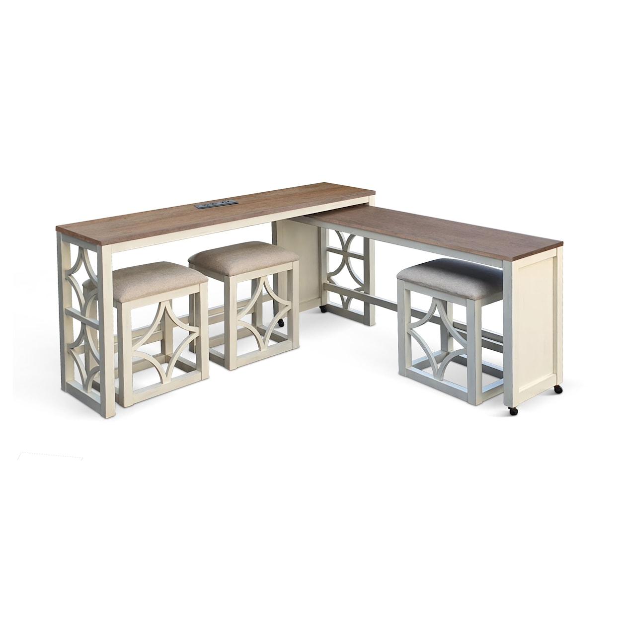 Sunny Designs Pasadena Nesting Console Table with Stools