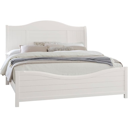 Transitional King Sleigh Bed with Metal Slats