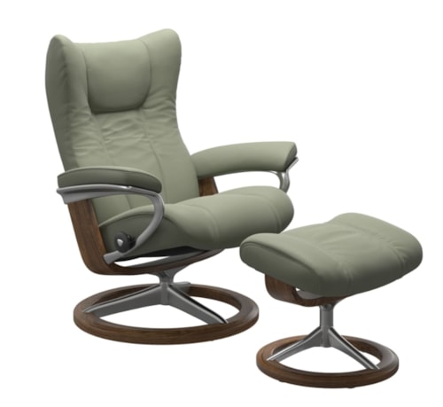 Casual Small Reclining Chair and Ottoman with Signature Base