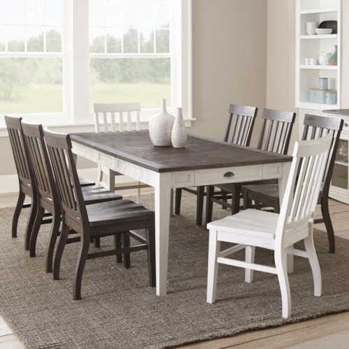 Farmhouse 9-Piece Dining Set with Two-Tone Finish