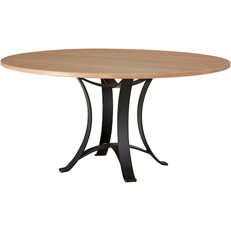 Transitional 60" Round Dining Table with Metal Base