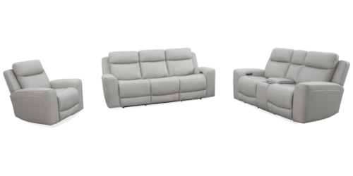 Casual 3-Piece Power Reclining Living Room Set with Power Headrests