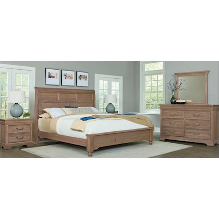 King Sleigh Bed with Metal Slats