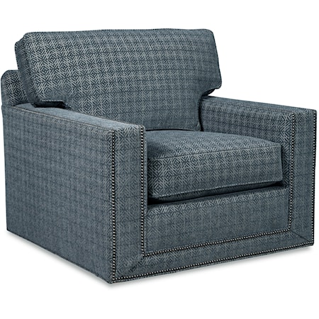 Transitional Swivel Chair with Nail-Head Trim