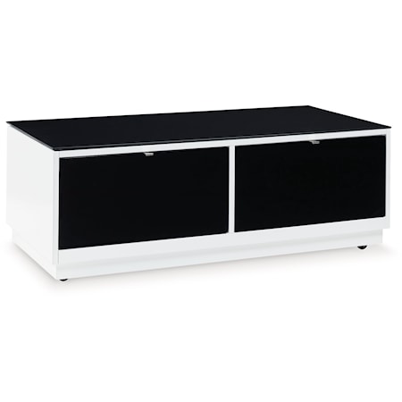 Rectangular Coffee Table with Black Glass Top