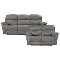 Casual 2-Piece Reclining Living Room Set with Pillow Arms