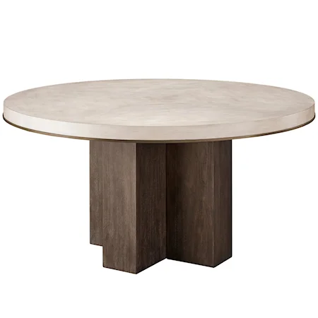 Transitional Round Dining Table with Satin Bronze Trim