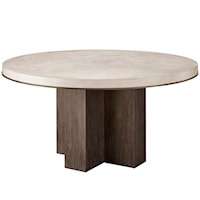 Transitional Round Dining Table with Satin Bronze Trim