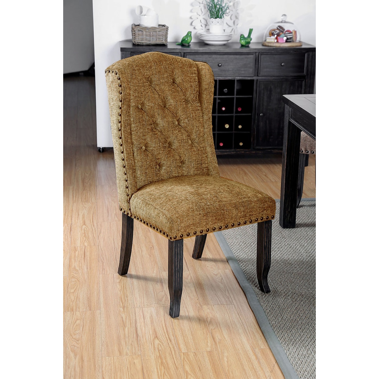 Furniture of America Sania III Set of 2 Upholstered Wingback Chairs