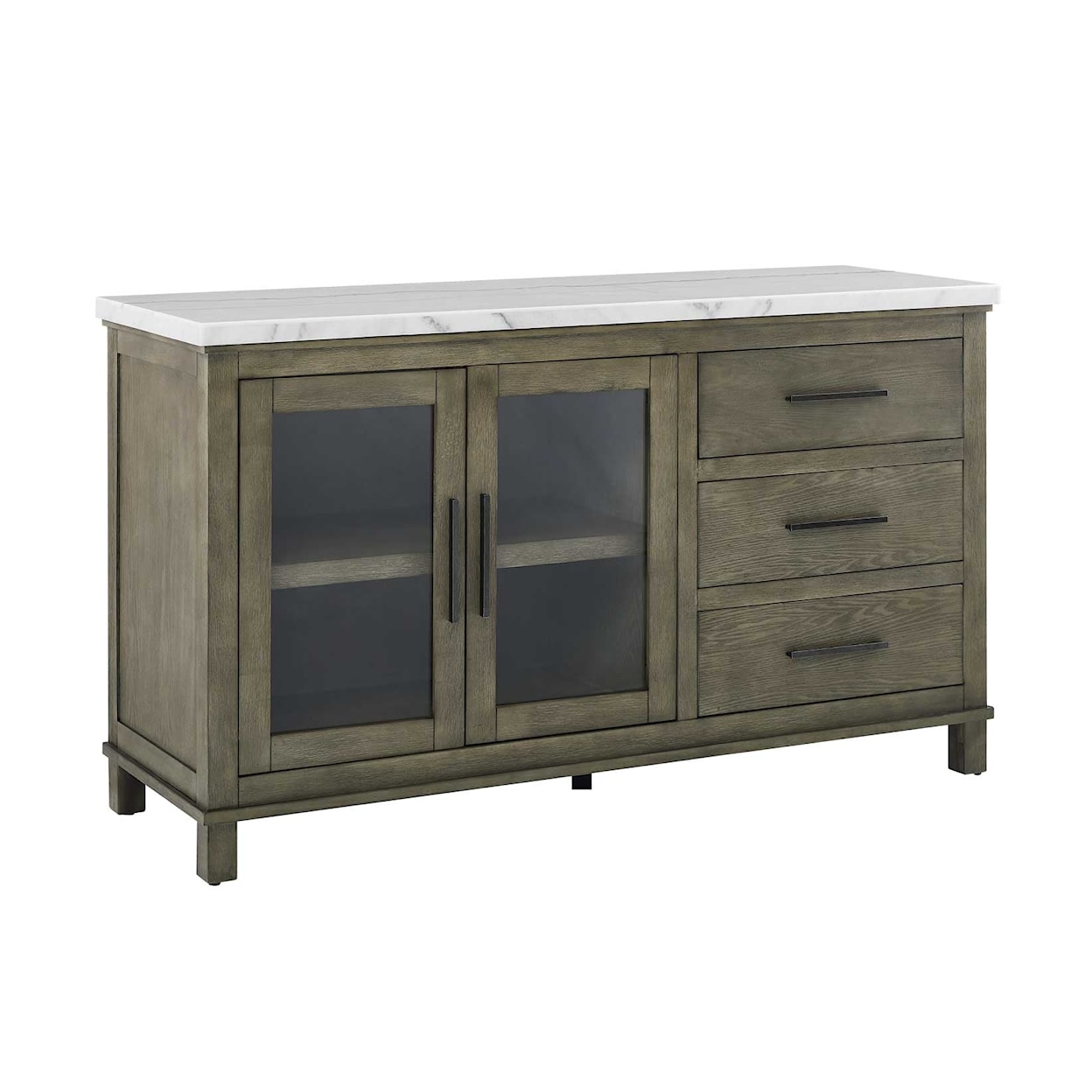 Prime Grayson Server with White Marble Top and Storage