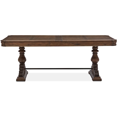 Traditional Trestle Dining Table with Self-Storing Leaves
