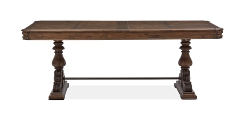 Traditional Trestle Dining Table with Self-Storing Leaves